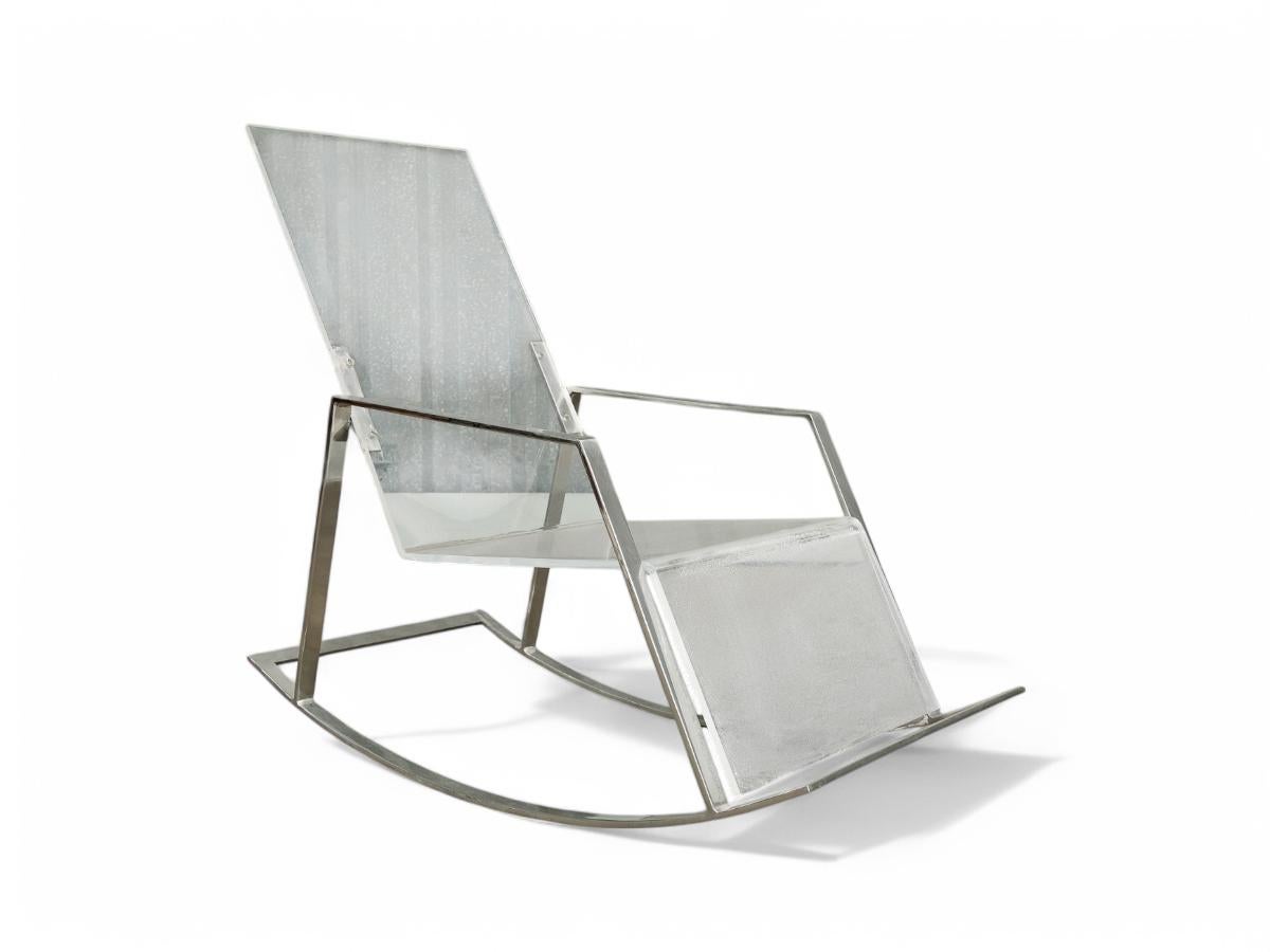20th Century Brazilian Modern Rocking Chair in Metal and Acrylic, Unknown, 1970 For Sale