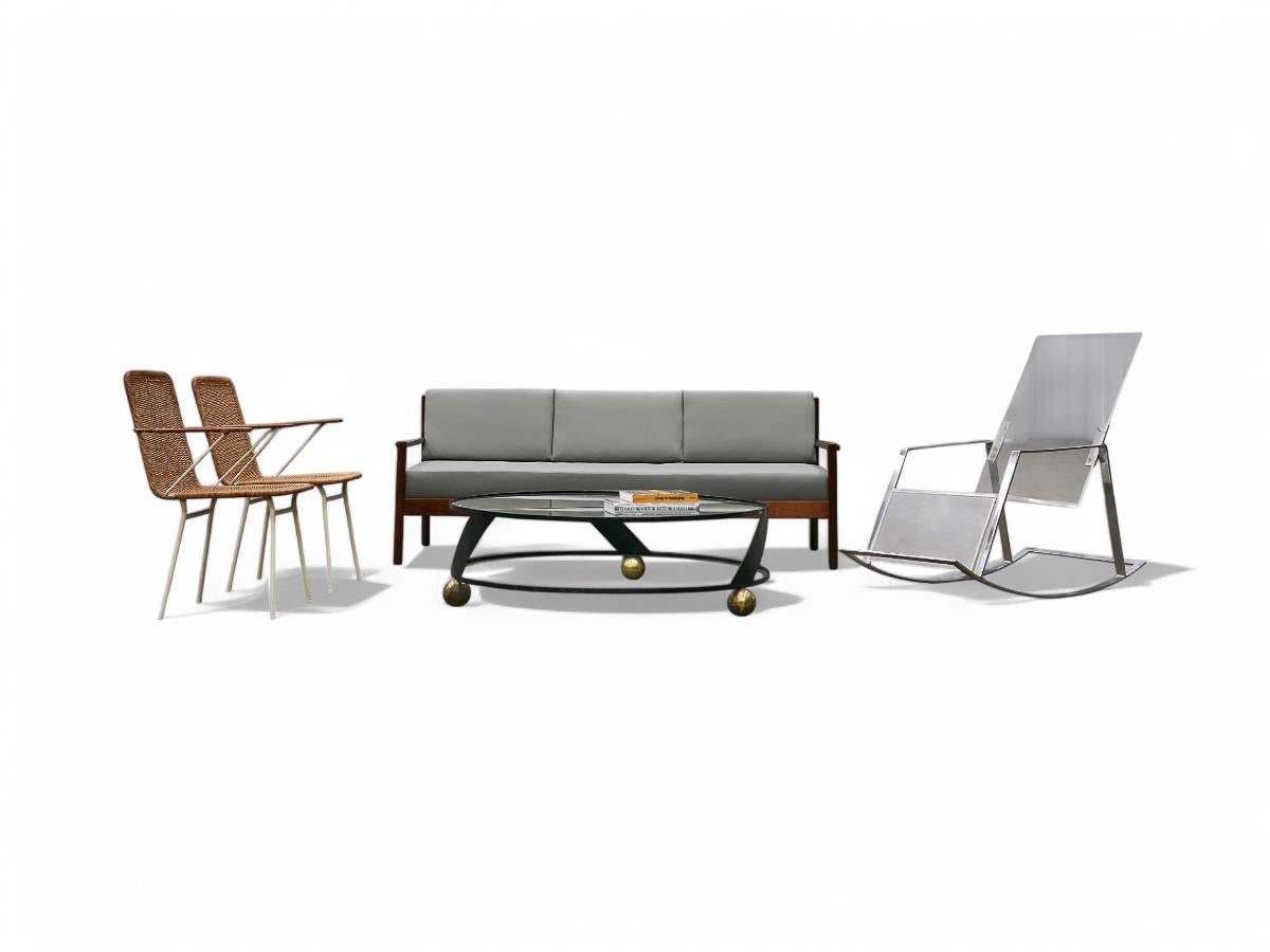Brazilian Modern Rocking Chair in Metal and Acrylic, Unknown, 1970 For Sale 1