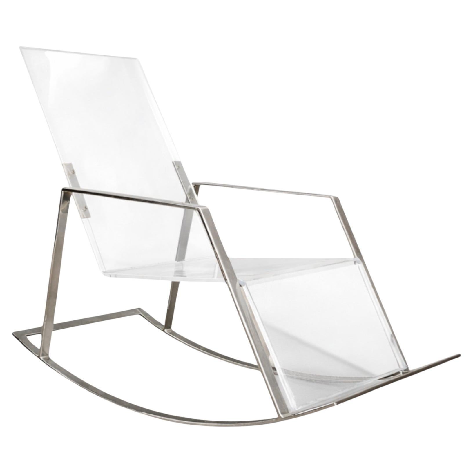Brazilian Modern Rocking Chair in Metal and Acrylic, Unknown, 1970 For Sale