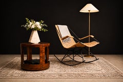 Brazilian Modern Rocking Chair in Metal & Wicker by Carlo Hauner, c. 1950s
