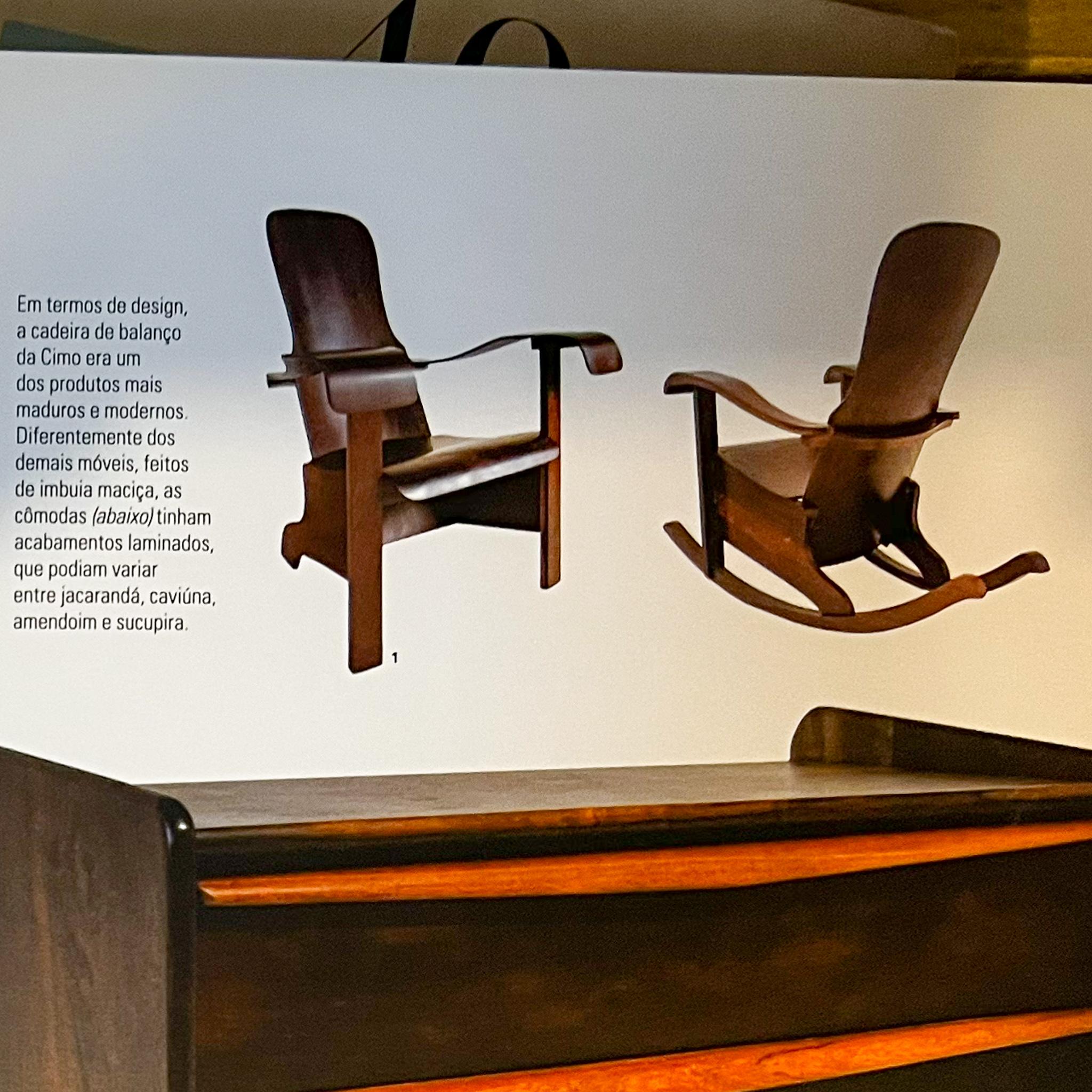 Sillas mecedoras modernas brasileñas de madera curvada, Cimo, c. 1950 en venta 8