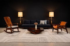 Sedia a dondolo moderna brasiliana in legno di bengala, C.C., 1950 ca.