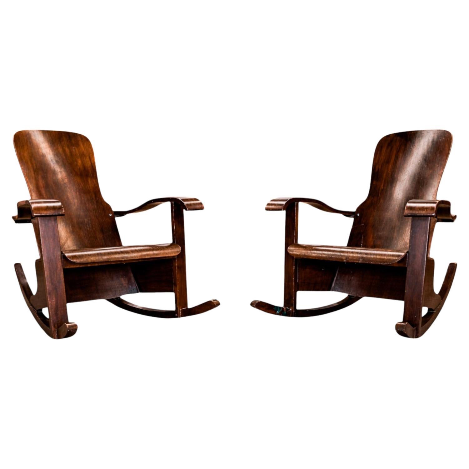 Brazilian Modern Rocking Chairs in Bentwood, Cimo, c. 1950s For Sale