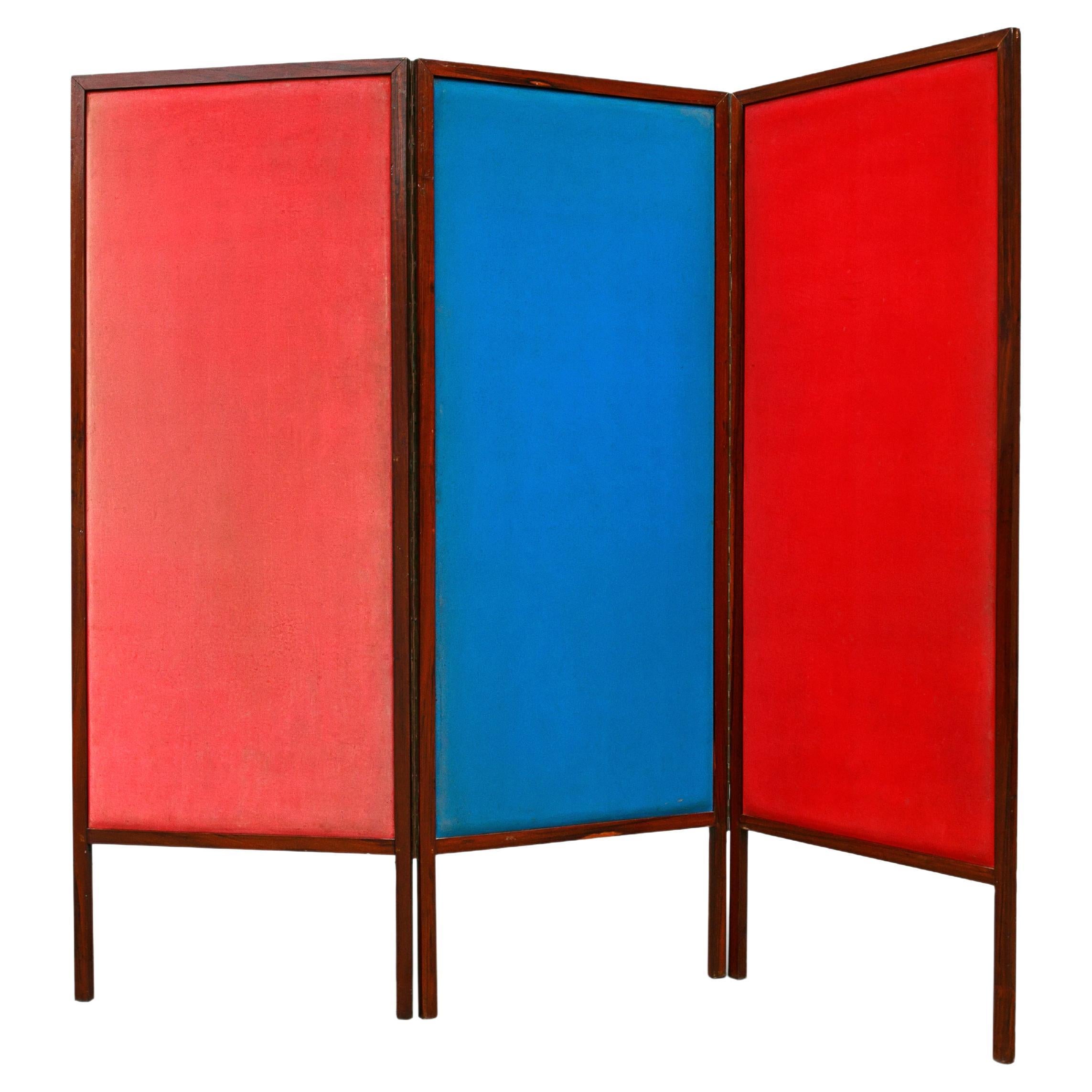 Brazilian Modern Room Divider in Hardwood & Leather by Sergio Rodrigues, 1960s For Sale