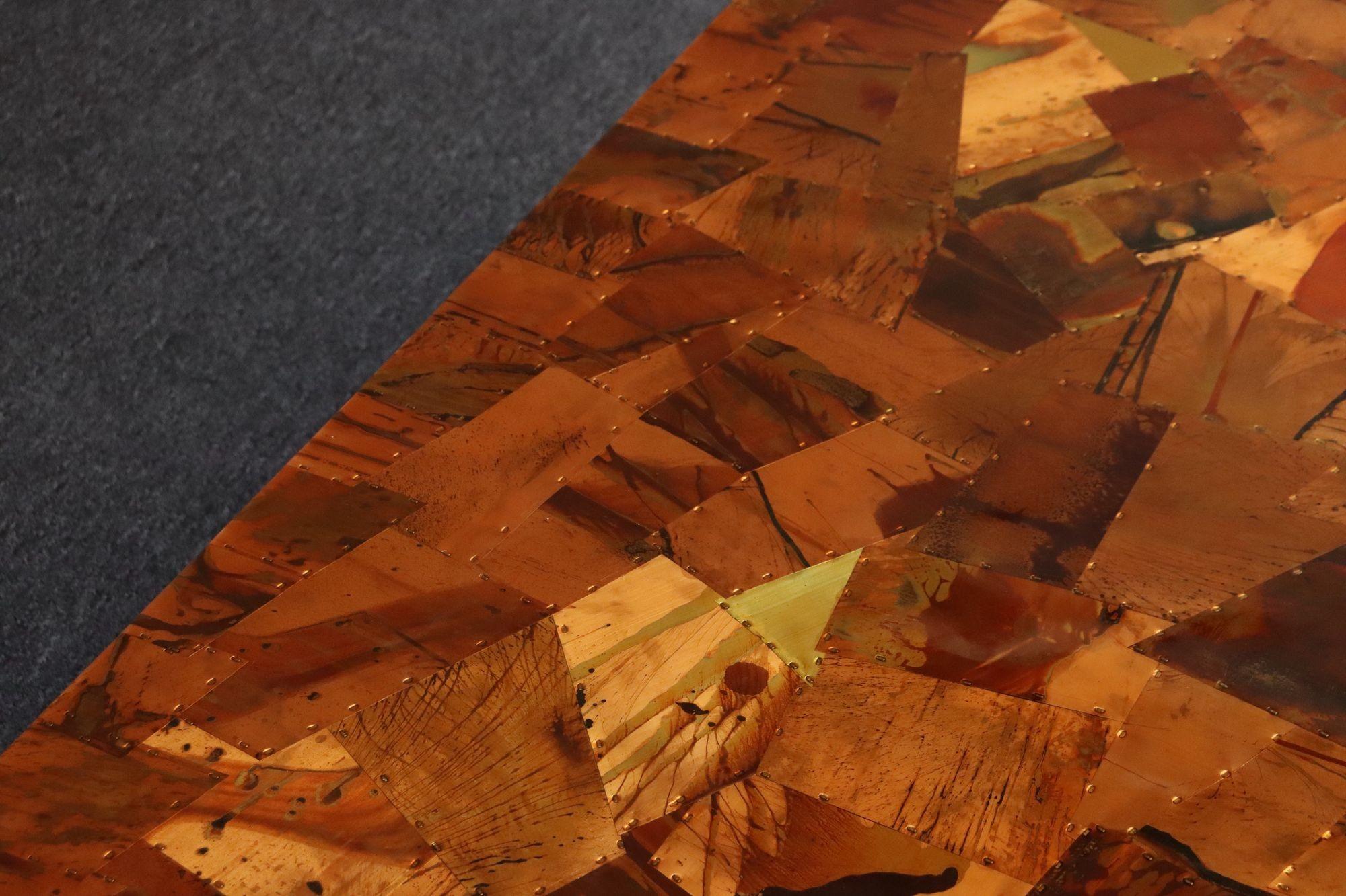 Brazilian Modern Rosewood and Copper Mosaic Coffee Table by Percival Lafer For Sale 11