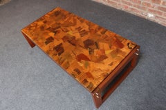 Brazilian Modern Rosewood and Copper Mosaic Coffee Table by Percival Lafer