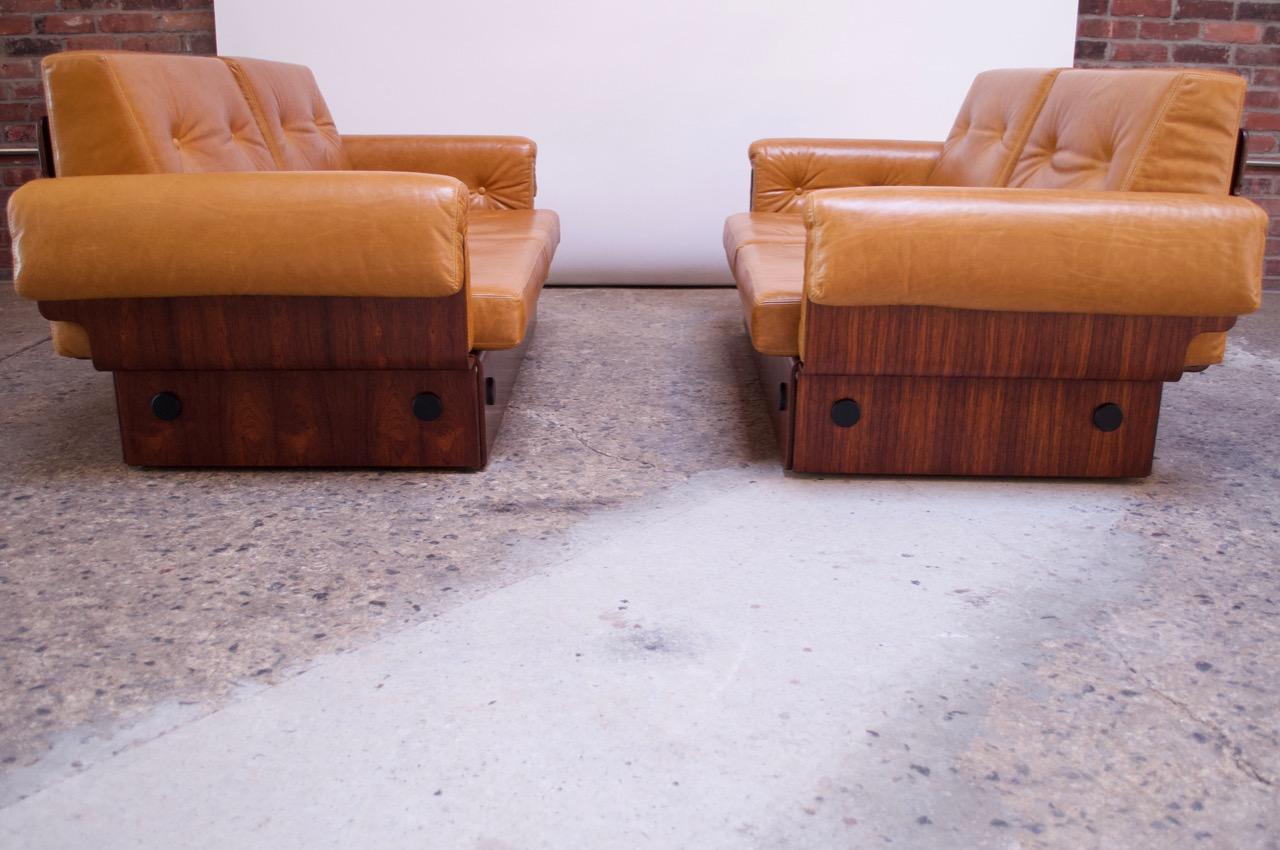 Brazilian Modern Rosewood and Leather Modular Sofa or Settees 9