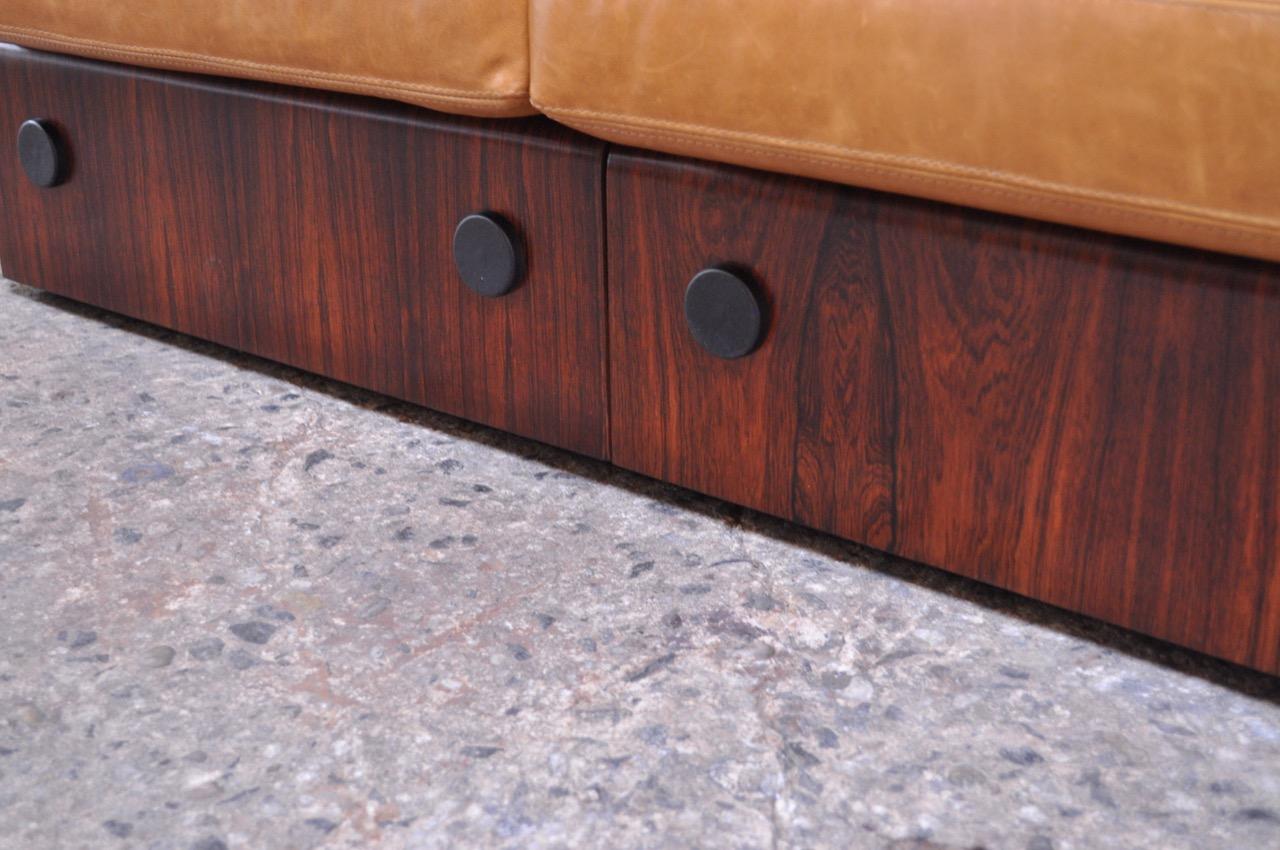 Brazilian Modern Rosewood and Leather Modular Sofa or Settees 11
