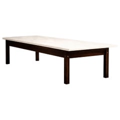 Brazilian Modern Rosewood & Marble Coffee Table, Ziglio Decorações, Brazil
