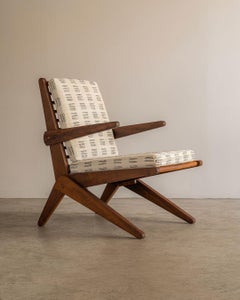 Brazilian Modern Scissor Armchair in Pegged Solid Wood, 1960s