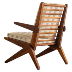 Brazilian Modern Scissor Armchair in Pegged Solid Wood, 1960s