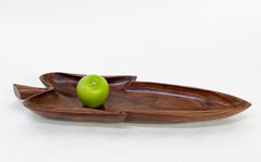 Brazilian Modern Sculptural Rosewood Leaf Form Serving Tray or Centerpiece Bowl