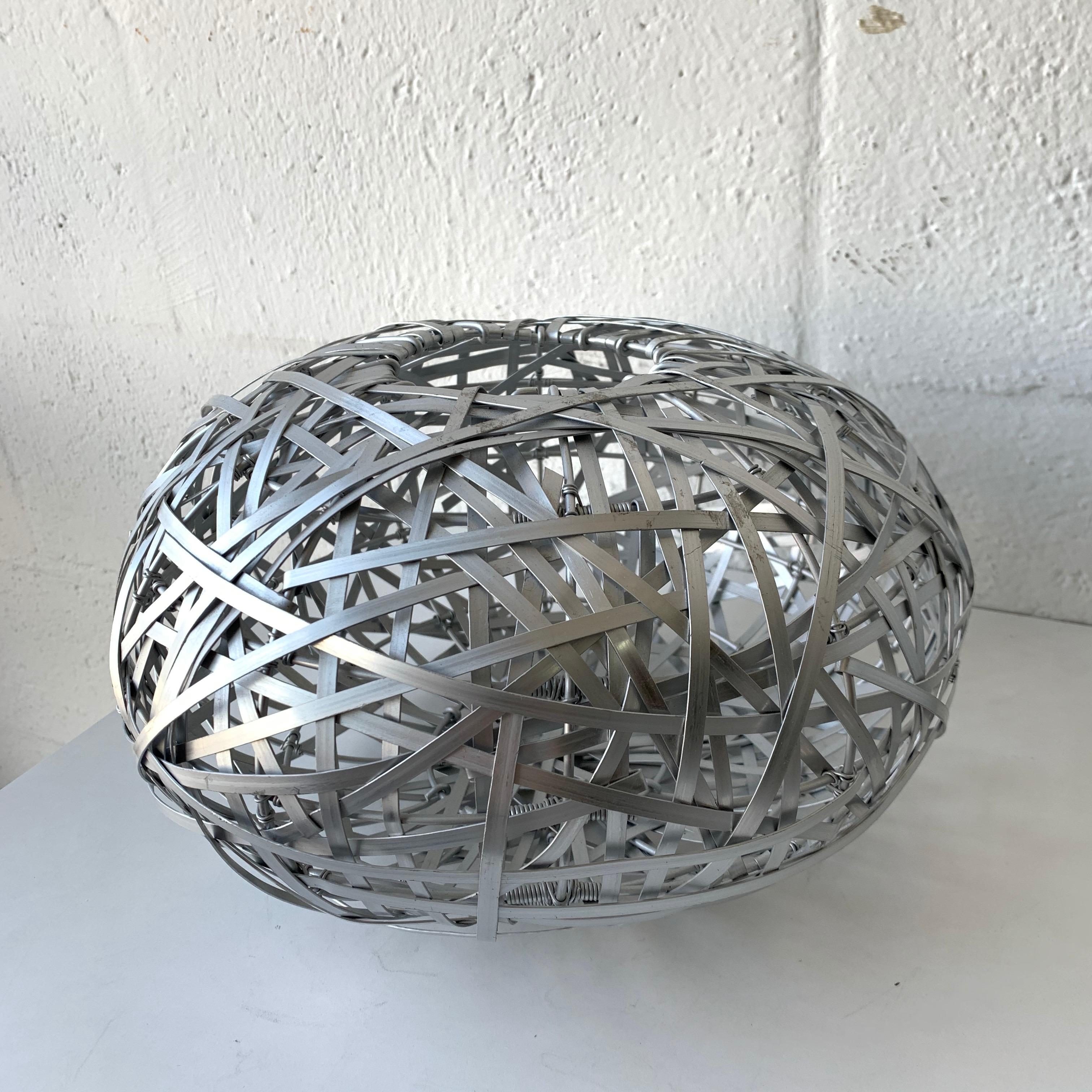 20th Century Brazilian Modern Sculptural Woven Aluminum Basket Attributed to Campana Brothers