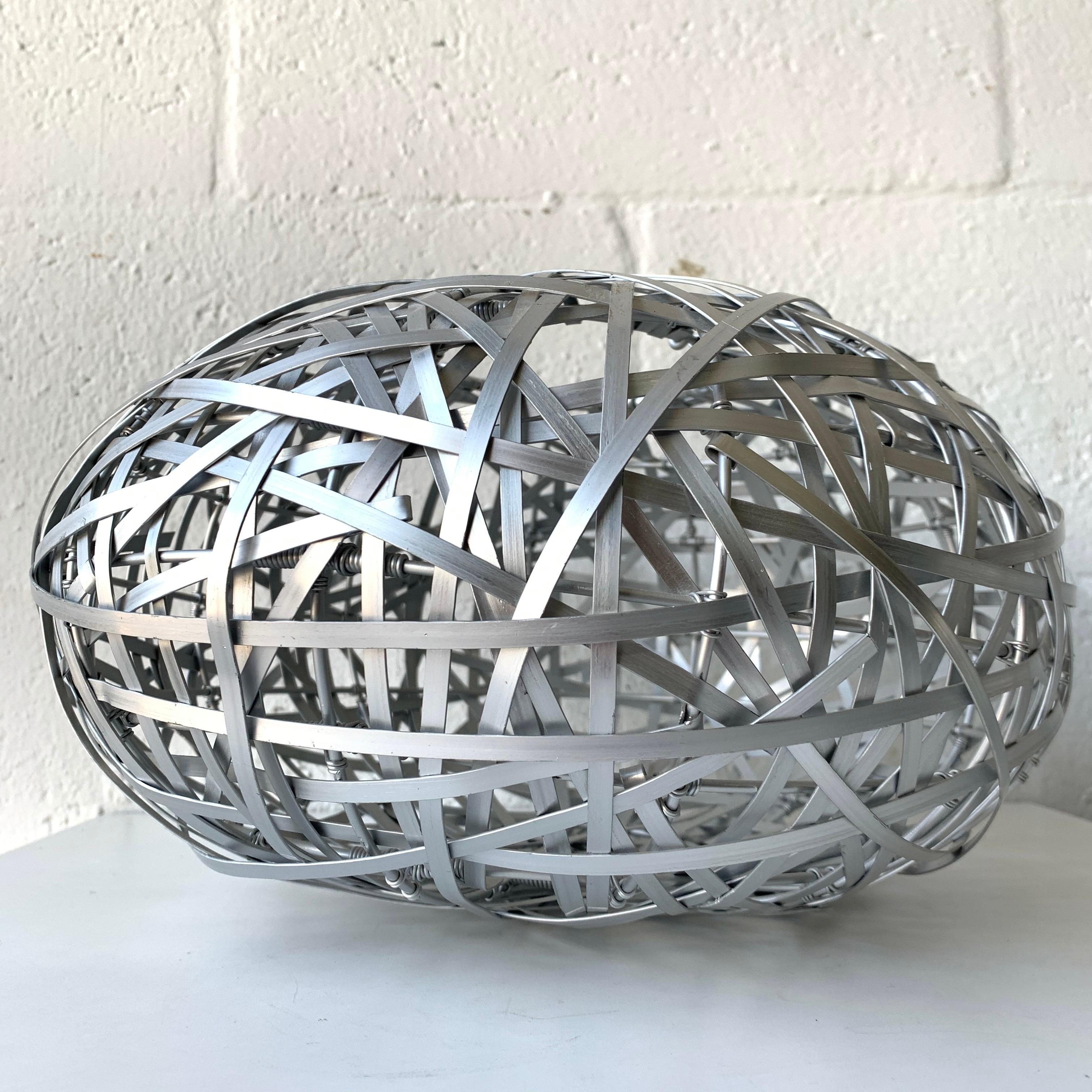 Brazilian Modern Sculptural Woven Aluminum Basket Attributed to Campana Brothers 2