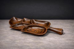 Brazilian Modern Serving Tray with Shape of Leaf in Hardwood, Unknown, 1960s