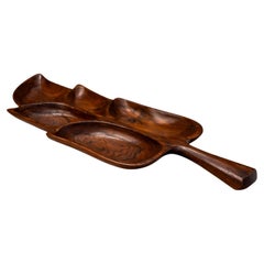 Brazilian Modern Serving Tray with Shape of Leaf in Hardwood, Unknown, 1960s