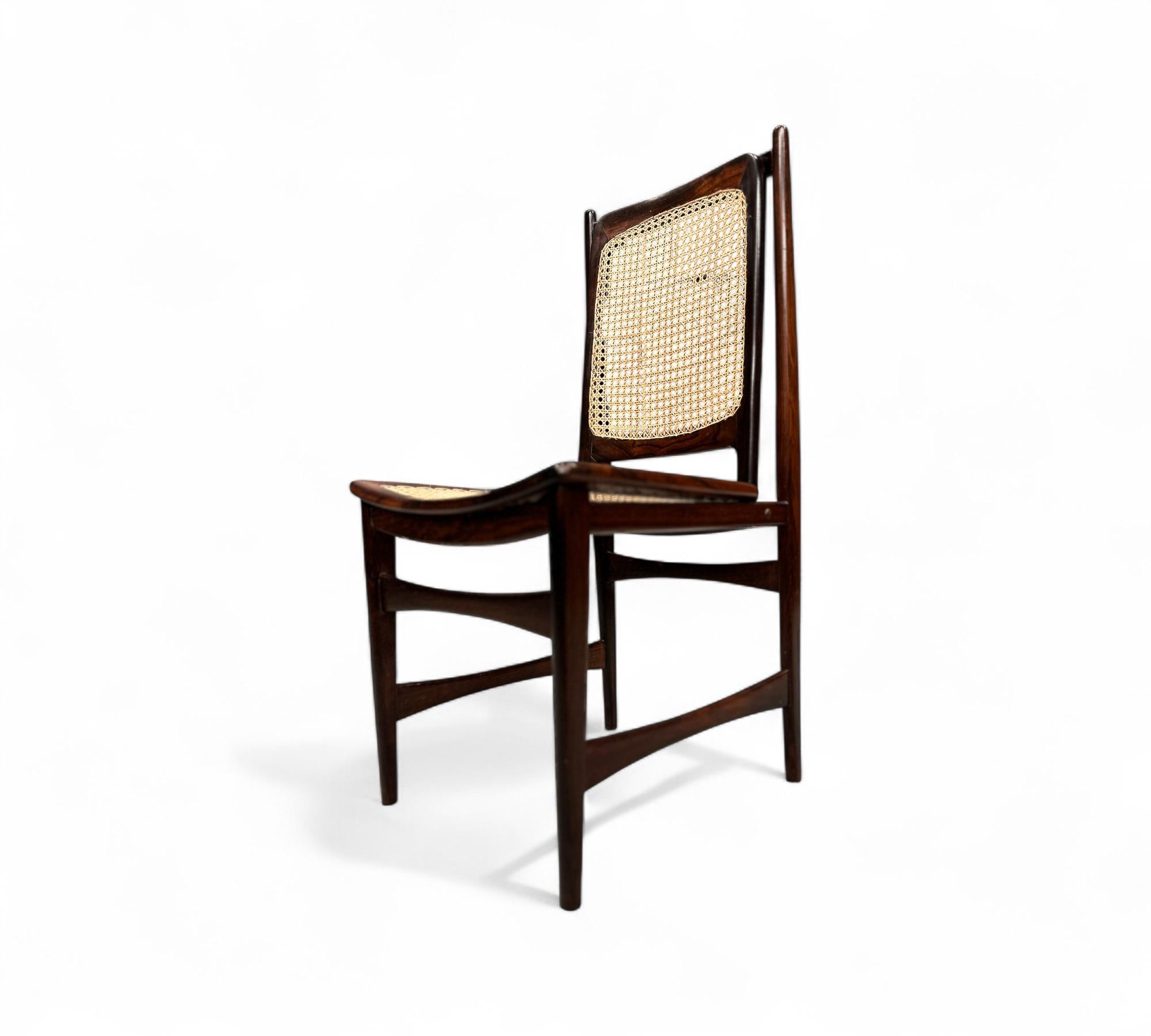 Modernes brasilianisches Set von 8 Stühlen aus Hartholz und Rohr, Alexandr Rapoport, 1960er Jahre im Angebot 7