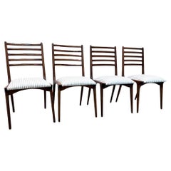 Brazilian Modern Set of 4 Chairs in Hardwood & Fabric, Carlo Hauner, 1950s