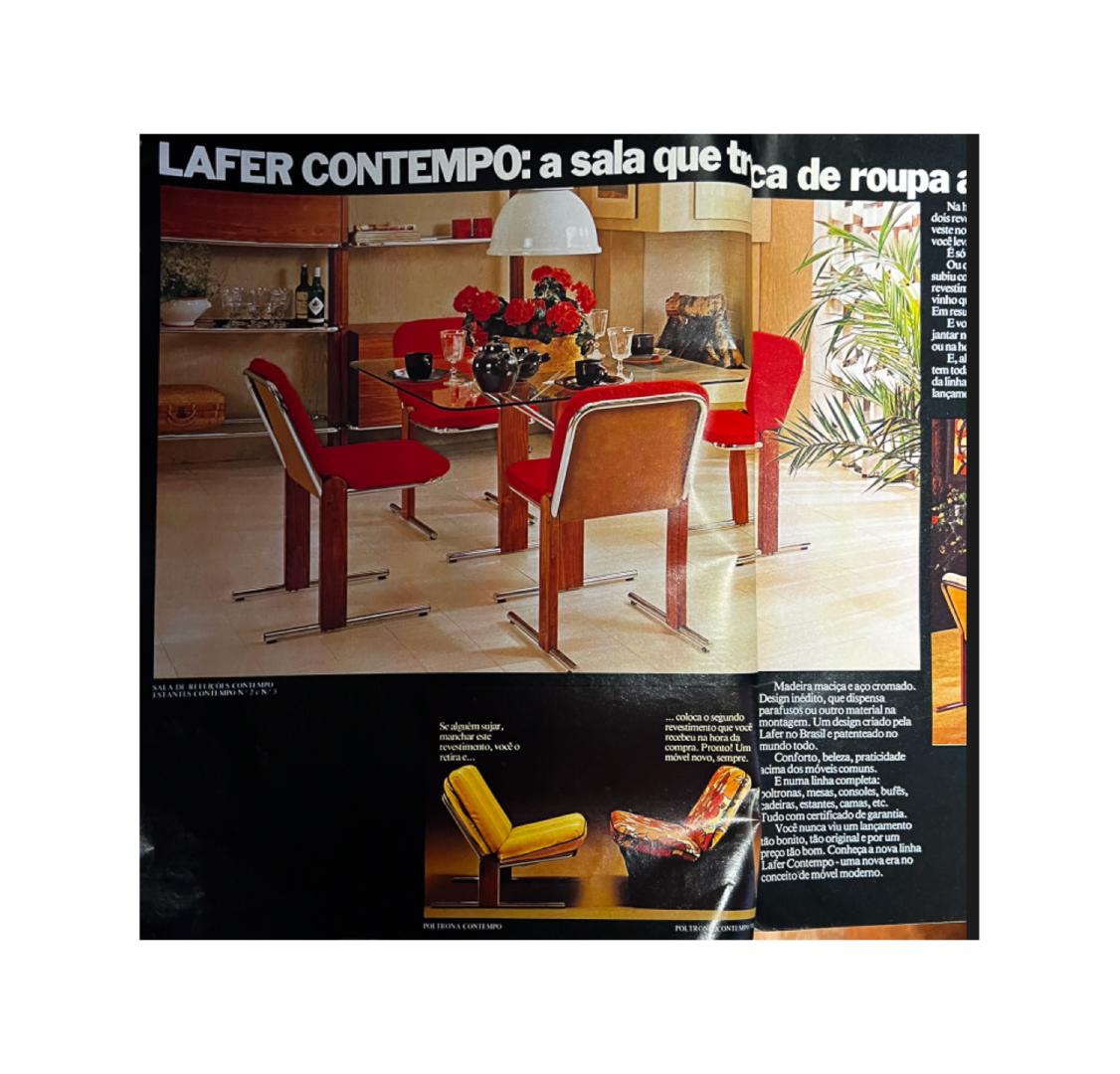 Set di 4 sedie moderne brasiliane in legno, metallo e ciniglia, Percival Lafer in vendita 11