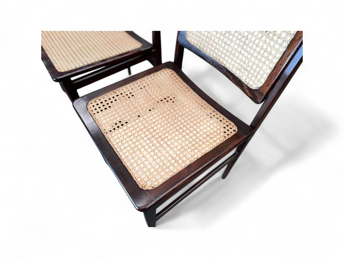 Ensemble Modernity brésilien de 6 chaises en bois dur et en canne, Unknown, c.1960s en vente 2