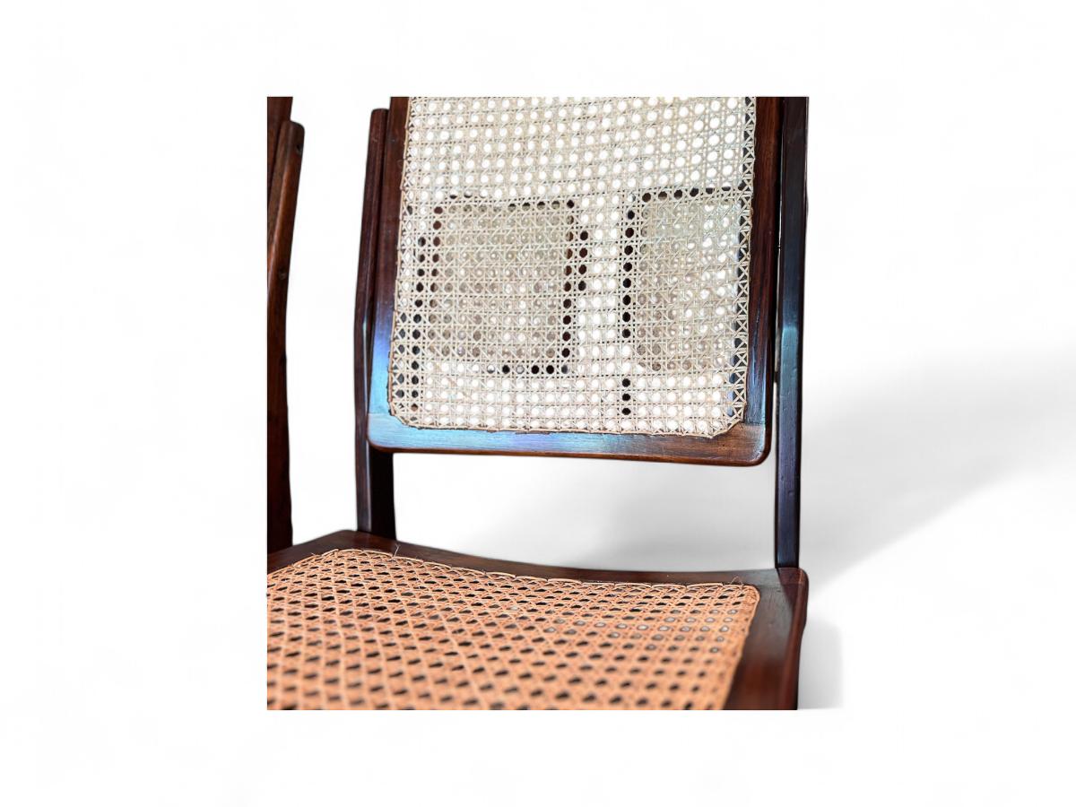 Ensemble Modernity brésilien de 6 chaises en bois dur et en canne, Unknown, c.1960s en vente 3