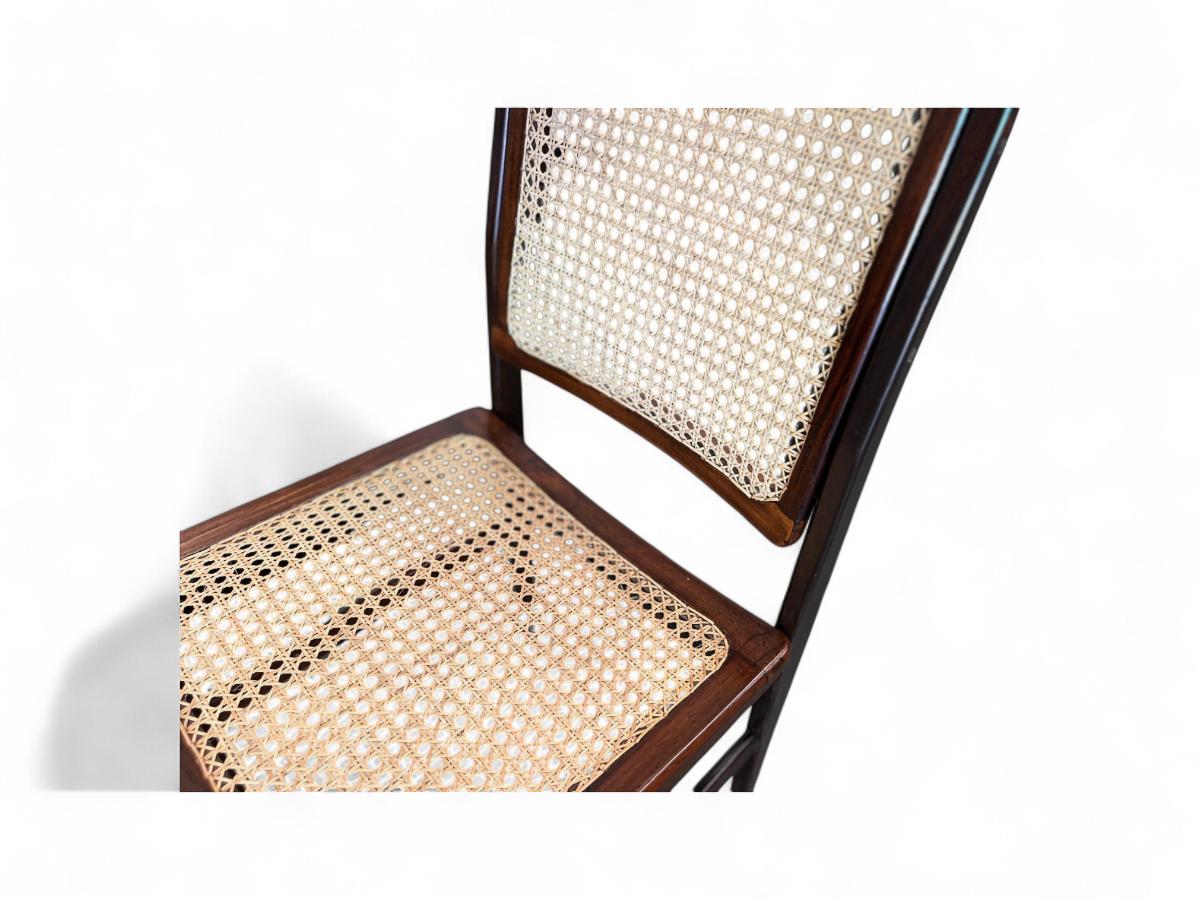 Ensemble Modernity brésilien de 6 chaises en bois dur et en canne, Unknown, c.1960s en vente 4