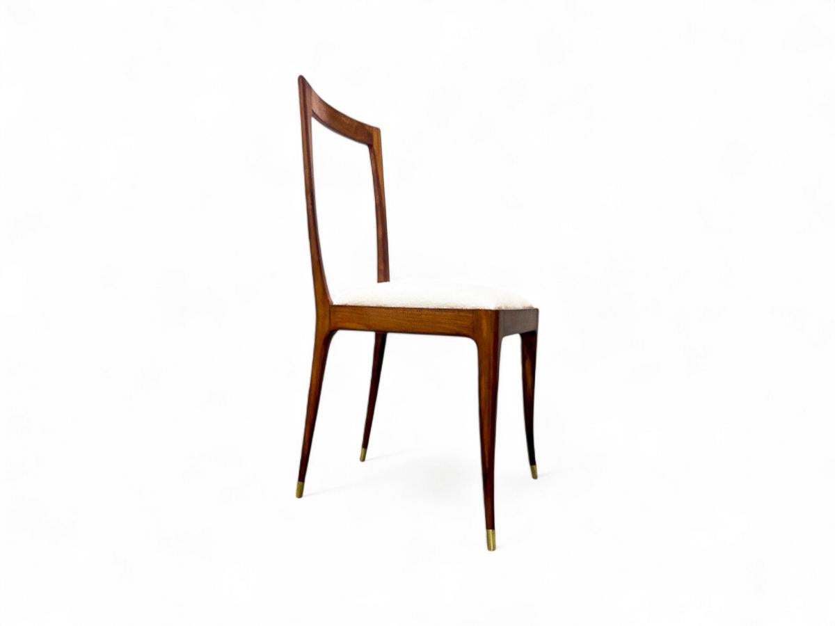 Set di 6 sedie da pranzo in legno duro e tessuto di Giuseppe Scapinelli, 1950 ca. in vendita 2