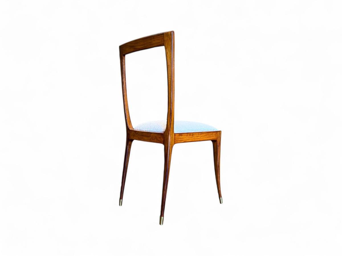 Set di 6 sedie da pranzo in legno duro e tessuto di Giuseppe Scapinelli, 1950 ca. in vendita 3