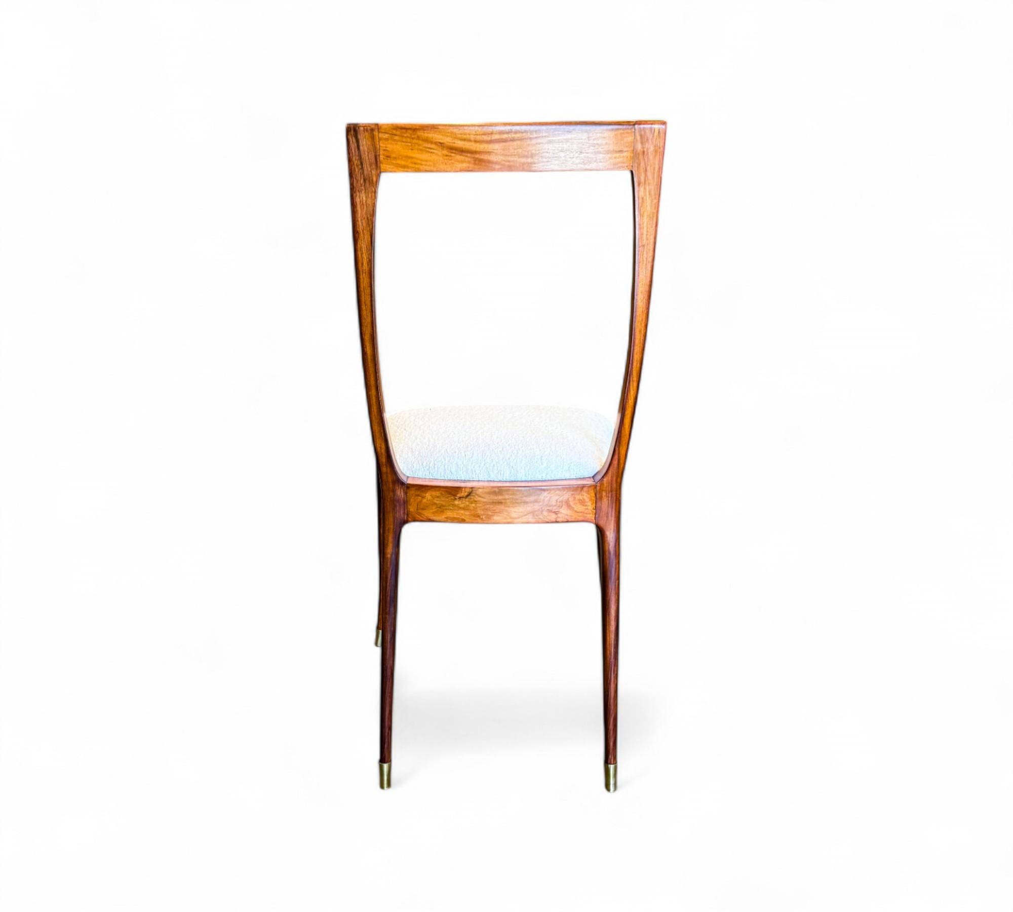 Juego de 6 sillas de comedor de madera y tela de Giuseppe Scapinelli, c. 1950 en venta 3