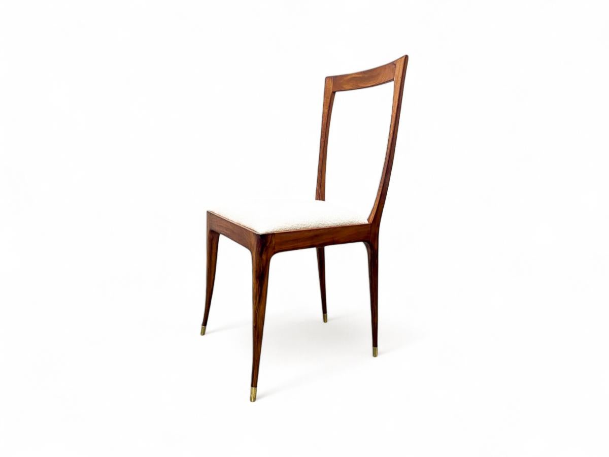 Set di 6 sedie da pranzo in legno duro e tessuto di Giuseppe Scapinelli, 1950 ca. in vendita 6
