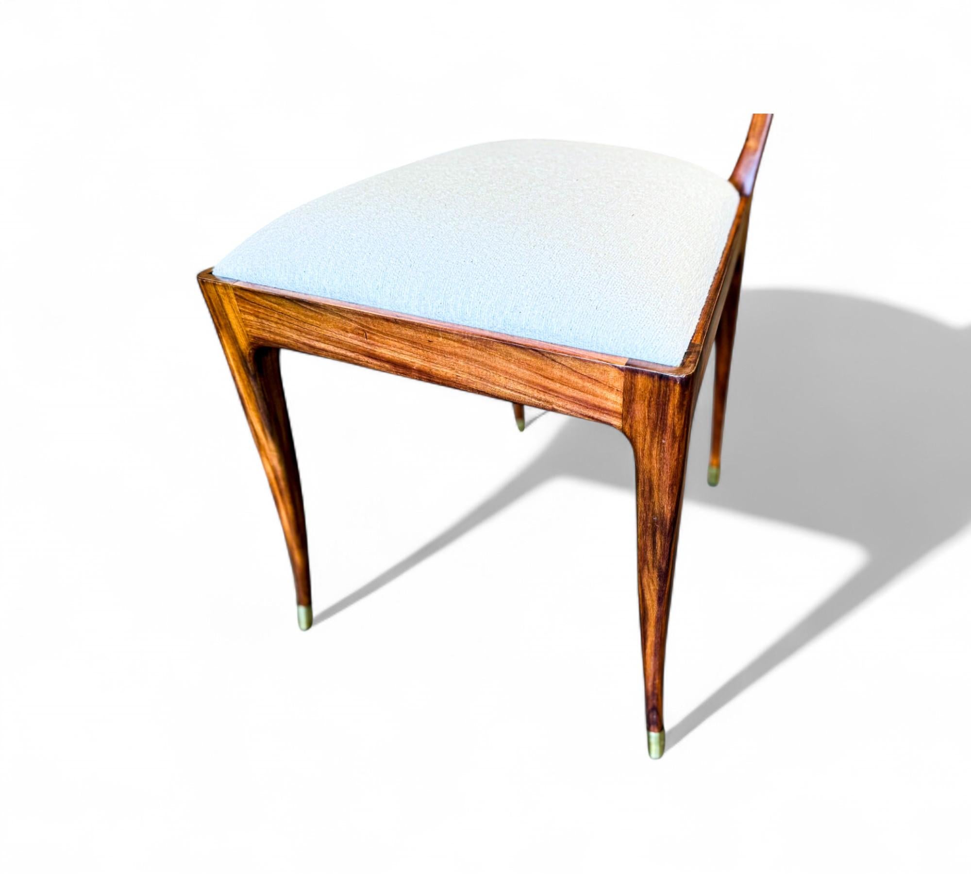 Juego de 6 sillas de comedor de madera y tela de Giuseppe Scapinelli, c. 1950 en venta 6