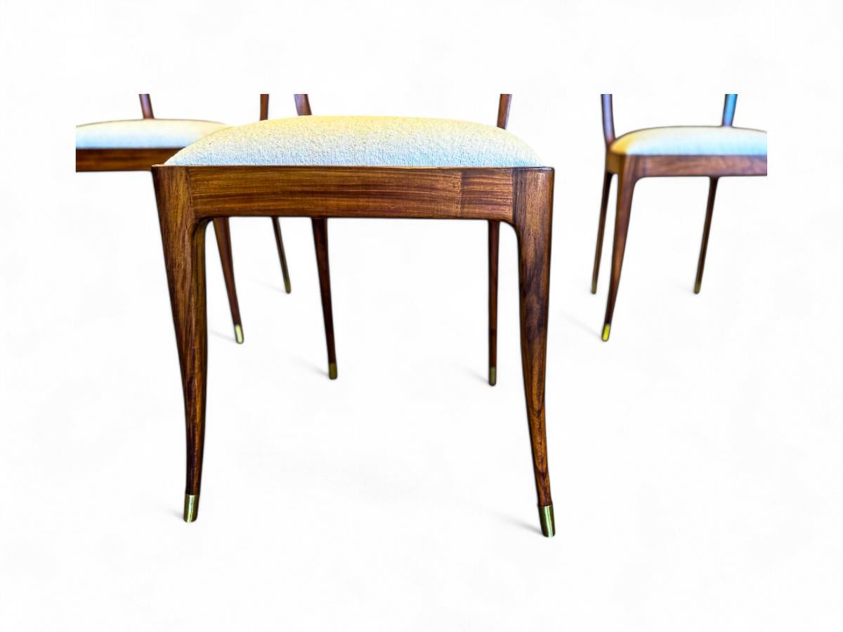 Set di 6 sedie da pranzo in legno duro e tessuto di Giuseppe Scapinelli, 1950 ca. in vendita 7