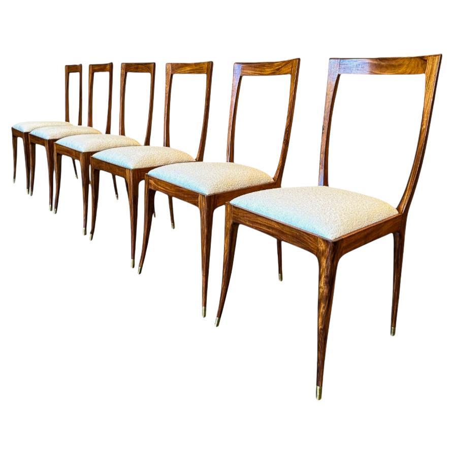Brazilian Modern Set of 6 Chairs in Hardwood, Giuseppe Scapinelli, c. 1950s