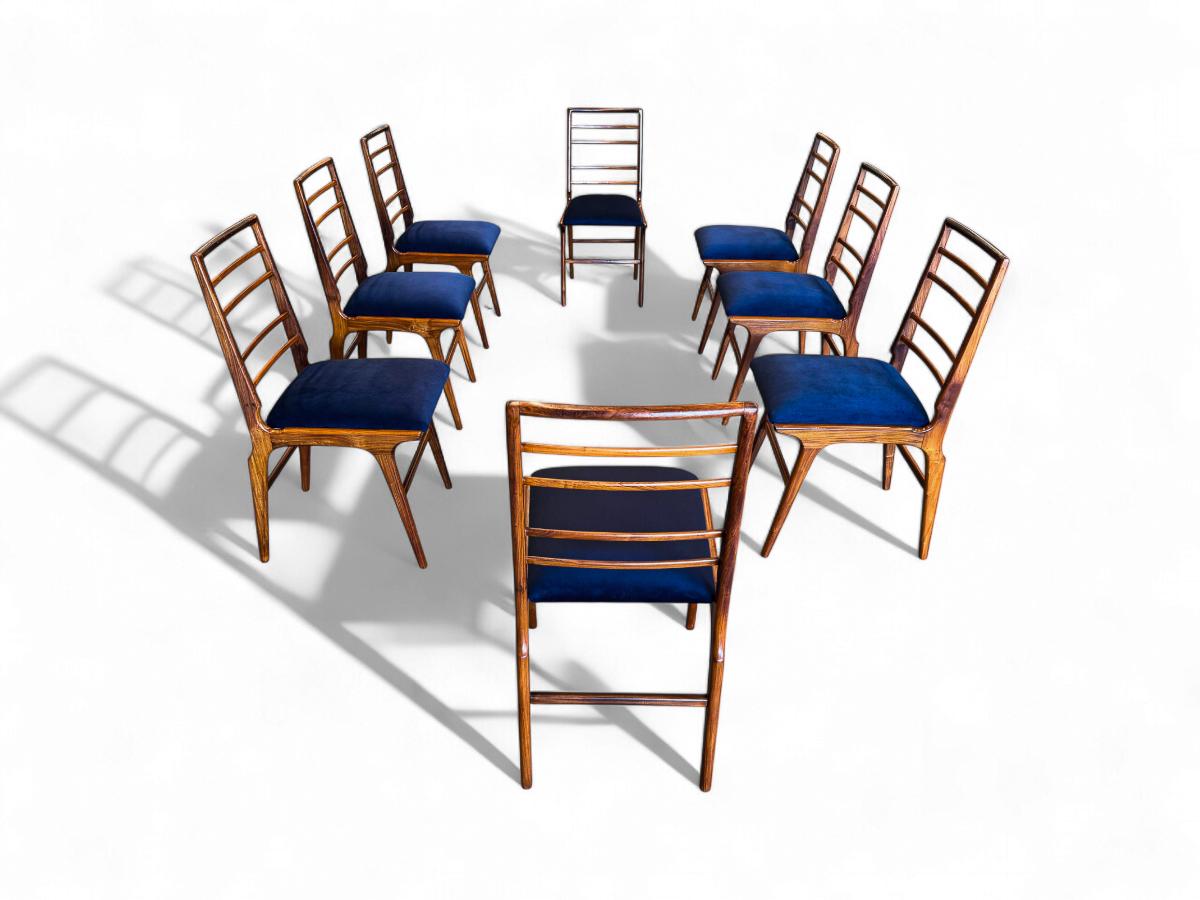 Ensemble de 8 chaises modernes brésiliennes en Wood & C Fabrice, Giuseppe Scapinelli, c.1950s en vente 2