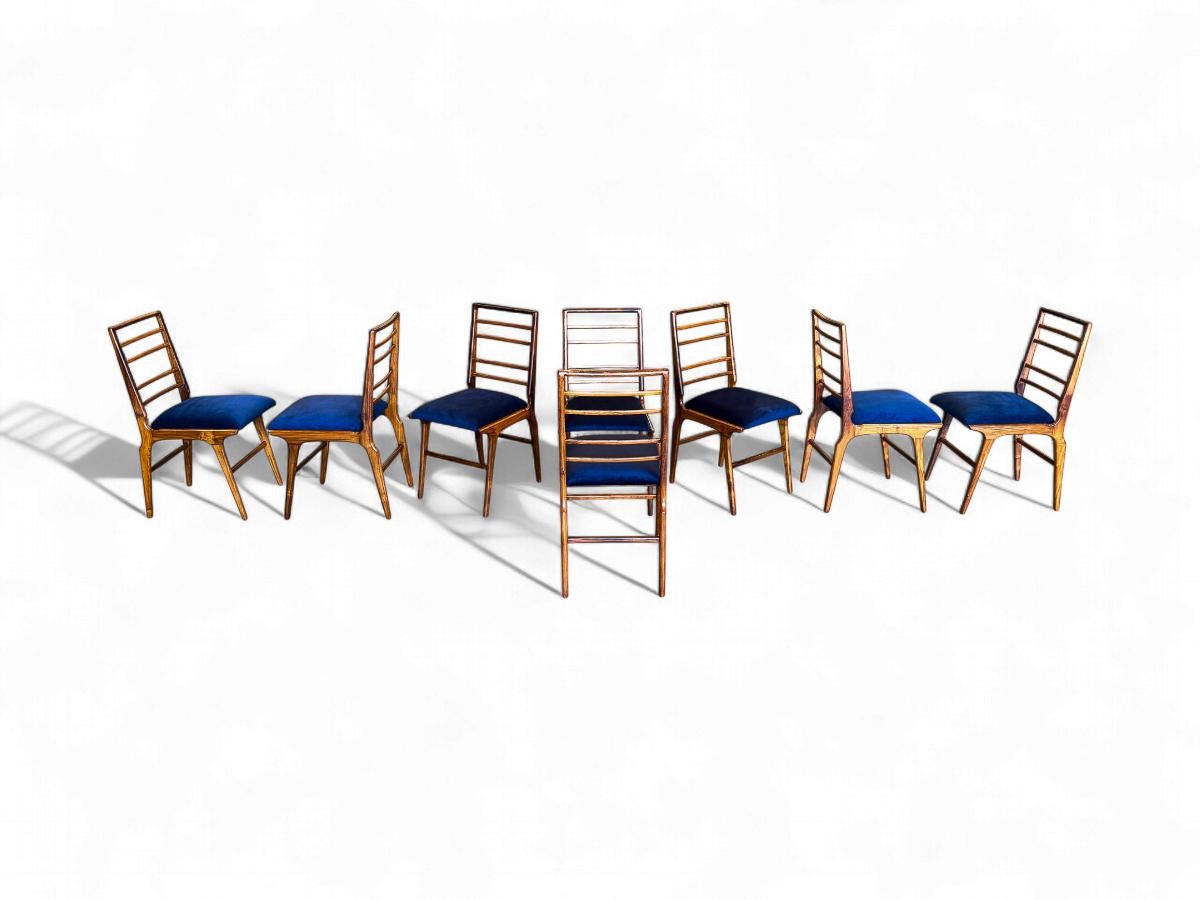 Brésilien Ensemble de 8 chaises modernes brésiliennes en Wood & C Fabrice, Giuseppe Scapinelli, c.1950s en vente
