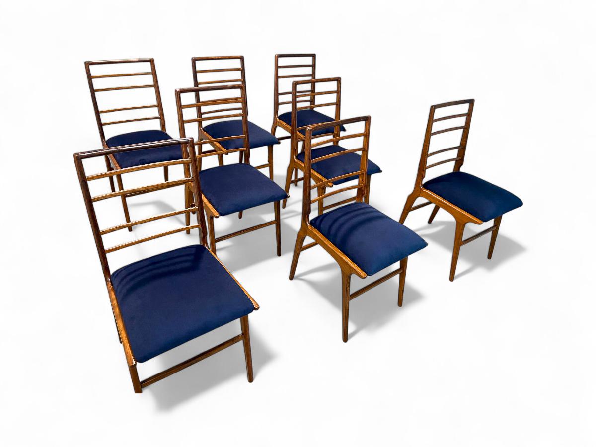 Fait main Ensemble de 8 chaises modernes brésiliennes en Wood & C Fabrice, Giuseppe Scapinelli, c.1950s en vente
