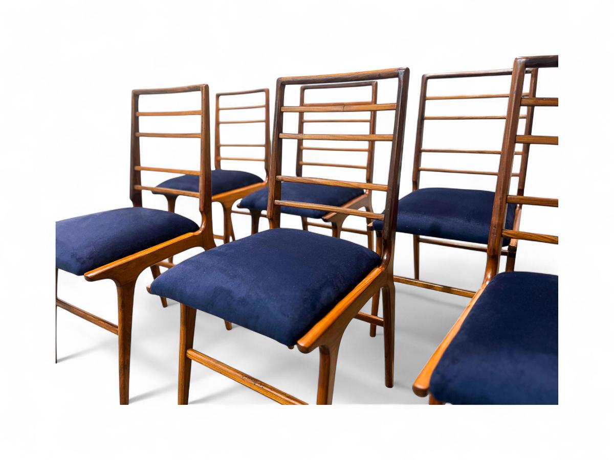 Ensemble de 8 chaises modernes brésiliennes en Wood & C Fabrice, Giuseppe Scapinelli, c.1950s en vente 1