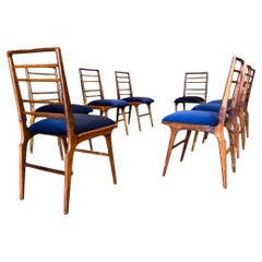 Brazilian Modern Set of 8 Chairs in Wood & Fabric, Giuseppe Scapinelli, c. 1950s
