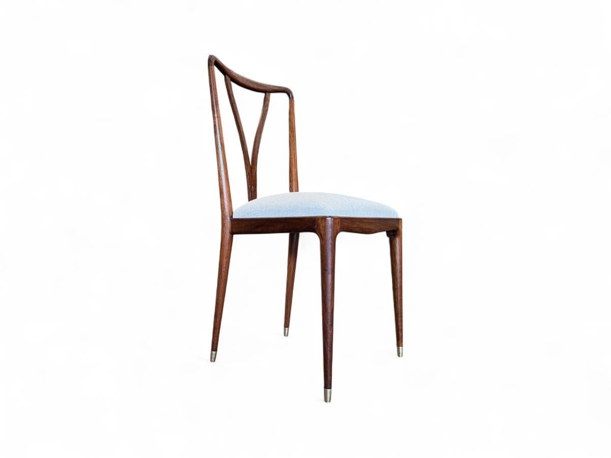 Set di 8 sedie da pranzo in legno e lino di Giuseppe Scapinelli, 1950 ca. in vendita 5