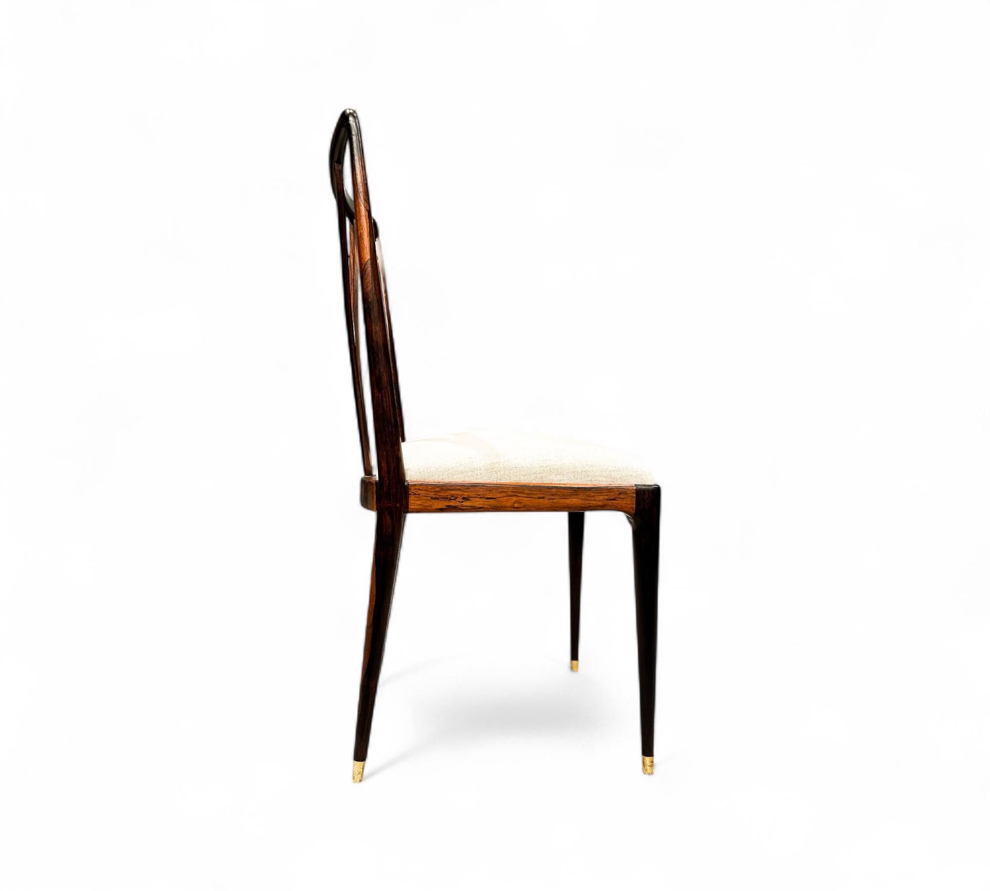 Set di 8 sedie da pranzo in legno e lino di Giuseppe Scapinelli, 1950 ca. in vendita 6