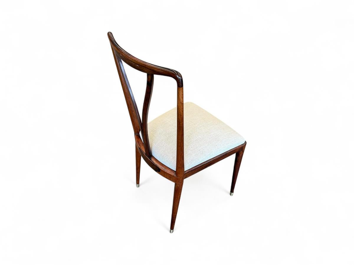 Set di 8 sedie da pranzo in legno e lino di Giuseppe Scapinelli, 1950 ca. in vendita 6
