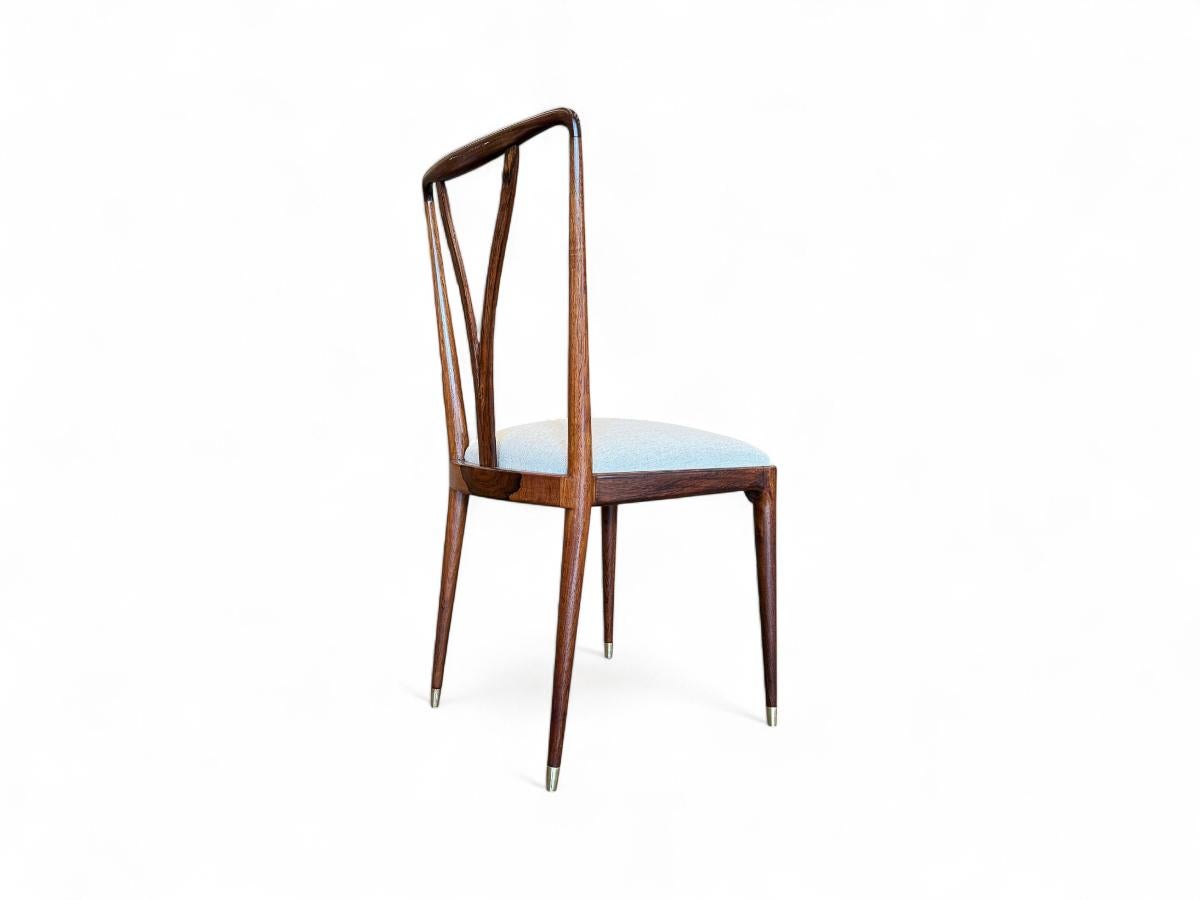 Set di 8 sedie da pranzo in legno e lino di Giuseppe Scapinelli, 1950 ca. in vendita 8