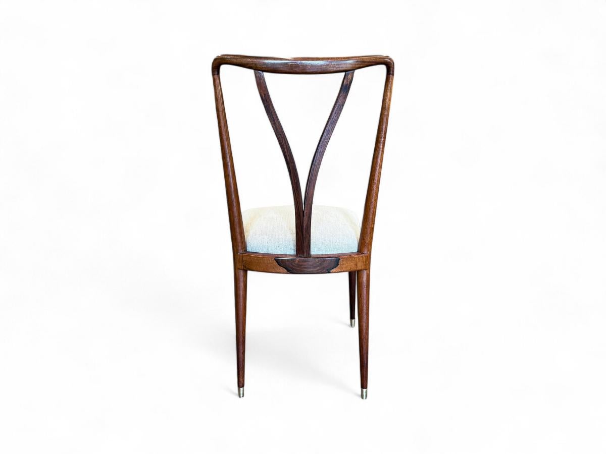Set di 8 sedie da pranzo in legno e lino di Giuseppe Scapinelli, 1950 ca. in vendita 9