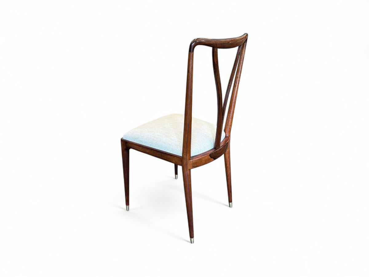 Set di 8 sedie da pranzo in legno e lino di Giuseppe Scapinelli, 1950 ca. in vendita 10