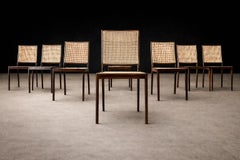 Brazilian Modern Set of 8 Dining Chairs in Rosewood & Cane, Geraldo de Barros