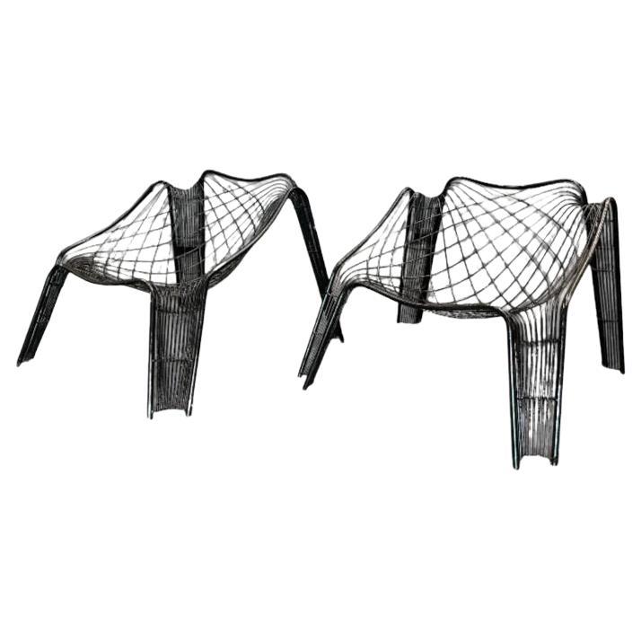 Brazilian Modern Set of Armchairs with Organic Shape in Iron, Unknown, 1950s
