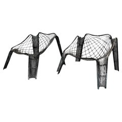 Brazilian Modern Set of Armchairs with Organic Shape in Iron, Unknown, 1950s