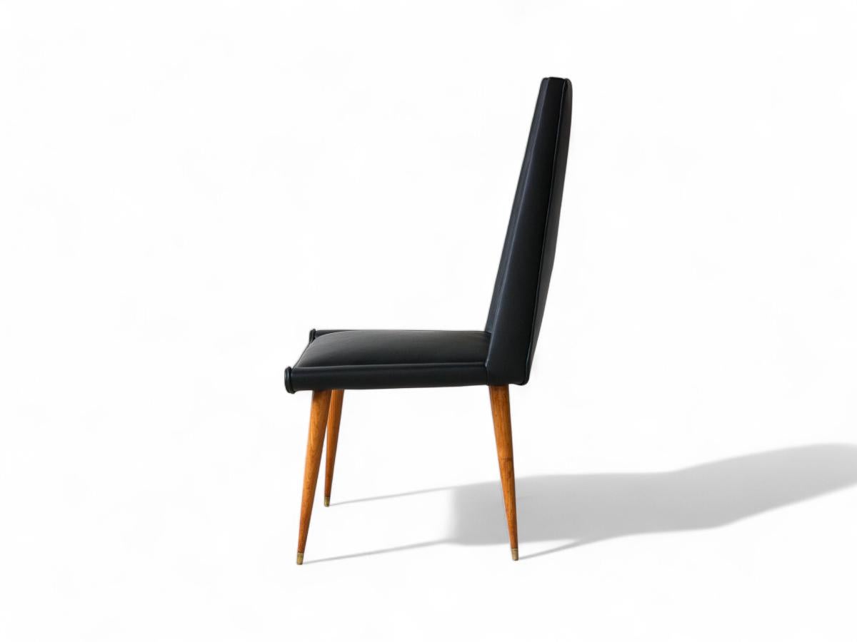 Ensemble de chaises modernes brésiliennes en bois dur et cuir, Giuseppe Scapinelli, années 1950 en vente 2
