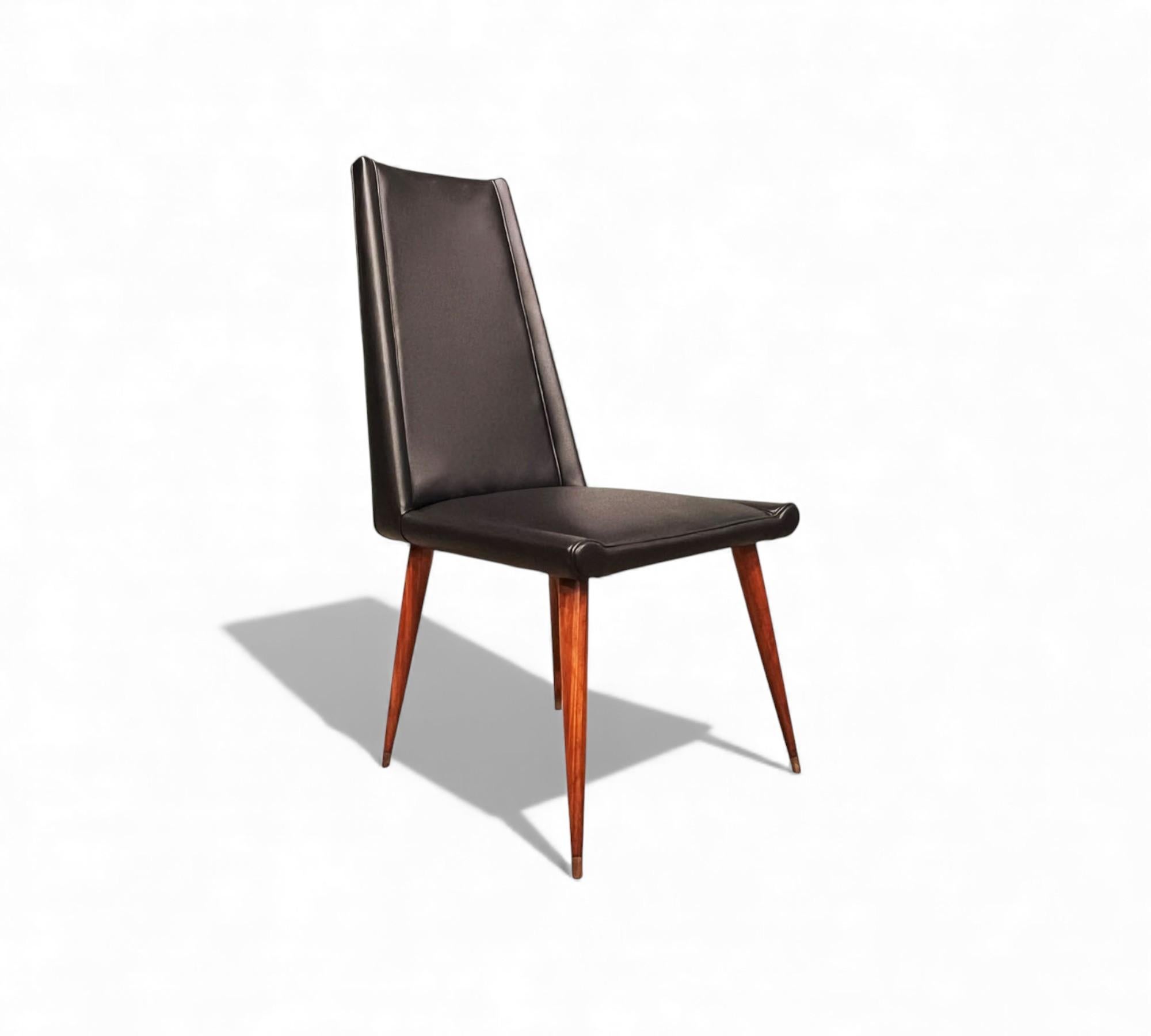 Brazilian Modern Set of Chairs in Hardwood & Leather, Giuseppe Scapinelli, 1950s en vente 3