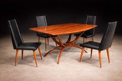 Brazilian Modern Set of Chairs in Hardwood & Leather, Giuseppe Scapinelli, 1950s